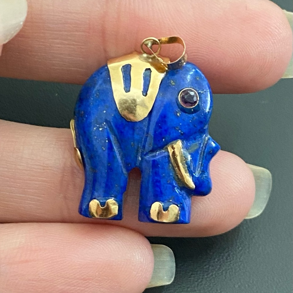 Lapis Lazuli 14k Elphant Pendant